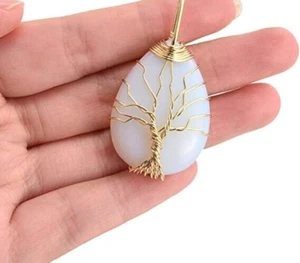 Collana vera pietra di luna con GARANZIA albero della vita argento 925 NUOVA - Foto 1 di 4