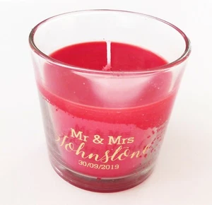 PERSONALISIERTES ROTES MR & MRS GOLDFOLIE RASPBERRY DUFTKERZE HOCHZEITSGESCHENK - Bild 1 von 1
