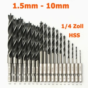 1mm-10mm HSS Holzbohrer Spiralbohrer Zentrierspitze Holz Sechskantschaft Bohrer - Bild 1 von 26