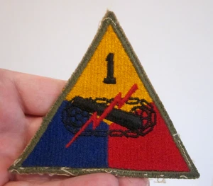 WWII US ARMY 1ST ARMORED TANK DIVISION SSI PATCH ~3 3/4" SNOW BACK NO GLOW - Picture 1 of 4