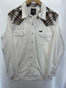 Southern Threads Western White Shirt Medium Pearl Snaps Long Sleeve M - Picture 1 of 7
