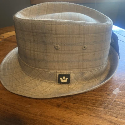 Sombrero Fedora Goorin Bros Para Hombre a Cuadros Gris/Azul/Marrón Talla Med/6 Nuevo Con Etiquetas Forrado Foto 1 de 4
