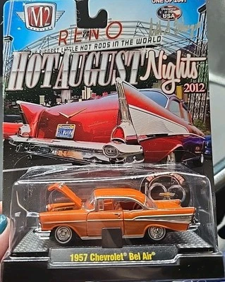 M2 Machines Hot August 1957 Chevy Bel Air Orange Signed 2012 Reno DIECAST CAR  - Image 1 of 4