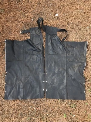 Motorcycle Chaps Interstate Leather Genuine Leather  Black size 3XL Adjustable - Image 1 of 4
