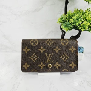 Louis Vuitton Brown Monogram Tresor Leather Credit Card Bi-Fold Wallet Authentic - Picture 1 of 19