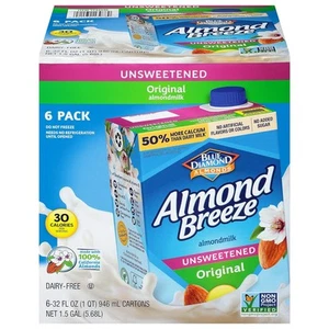 Almond Breeze Dairy Free Almondmilk Unsweetened Original 32 Oz Boxes, 6 Count - Picture 1 of 12