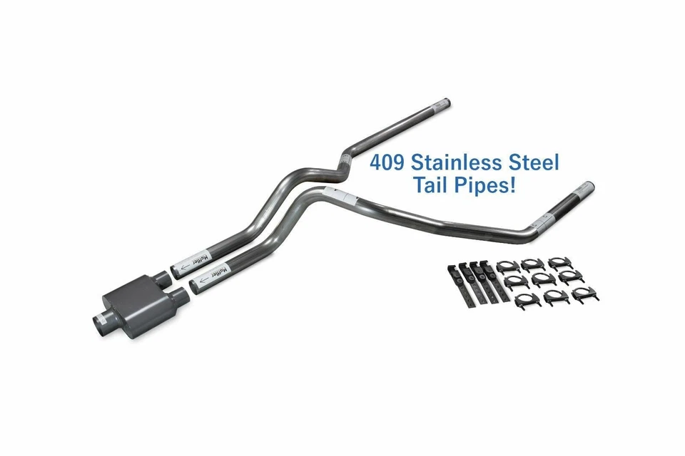 道奇 Ram 1500 94-03 2.5 英寸不锈钢双排气套件 1 室内消声器 — 第 1/1 张图片