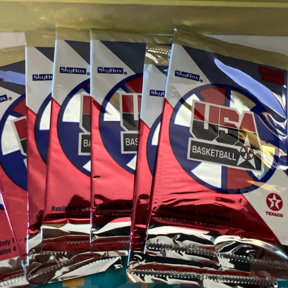 1996 德士古 Skybox 美国篮球卡 7 张未开封密封包 — 第 1/1 张图片