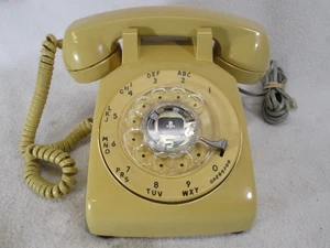 Teléfono de escritorio vintage años 70 amarillo atardecer oro centel esfera giratoria 500 - Imagen 1 de 9