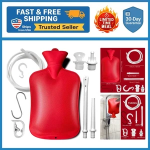 2 L Home Enema Bag Kit with 2 Enema Tips,60 inch Long Silicone Hose, Controlable - Picture 1 of 9