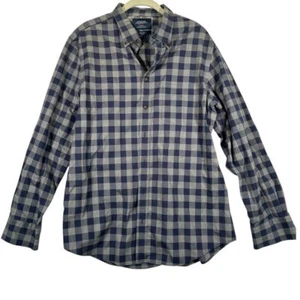 CHARLES TYRWHITT Weekend No Iron Slim Fit Plaid Blue/Gray Button Down Shirt Sz L - Picture 1 of 7
