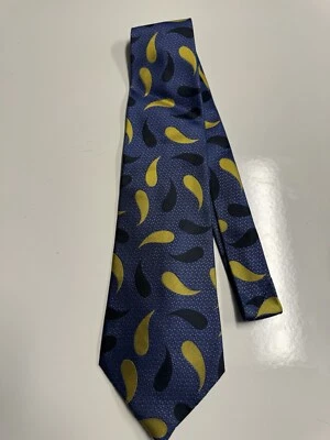Corbata de seda V2 Versace. Cachemira azul con amarillo negro.  "58"" x 3,75""" Foto 1 de 4