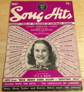 Vintage 1940 SONG HITS Magazine - Cover: Deanna Durbin - 34 pages -  May, 1940 - Imagen 1 de 7
