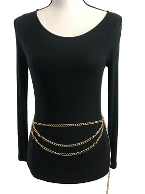Women's Chain Belt One Size Gold Swag Draped Coin Casual Dress Metal Wide Ladies - Image 1 of 4