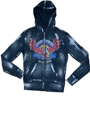 Affliction Hoodie American Customs Y2K Women’s Small Full Zip Long Sleeve Black - Image 1 of 4