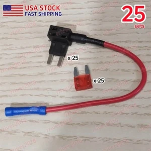 25 Sets Car Add-a-circuit Fuse Holder TAP Adapter 10A ATM/APM Mini Blade Fuse - Picture 1 of 12