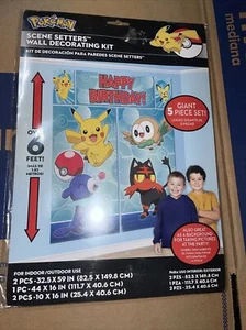 Pokémon Scene Setters Wall Decorating Kit 5pc Birthday Party Supplies New - Picture 1 of 8