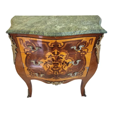 1960s Louis XV Style French Marble Top Bronze Mounted Commode Cover