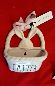 Rae Dunn Basket Easter ❤️🐇Ivory Ceramic Wall Pocket Planter Bunny Decor NWT - Picture 1 of 4