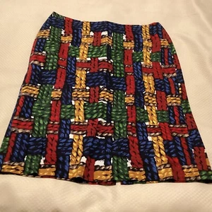 Talbots Womens Multicolor Straight Pencil Basketwaved Print Zip Skirt Sz 4P - Picture 1 of 11