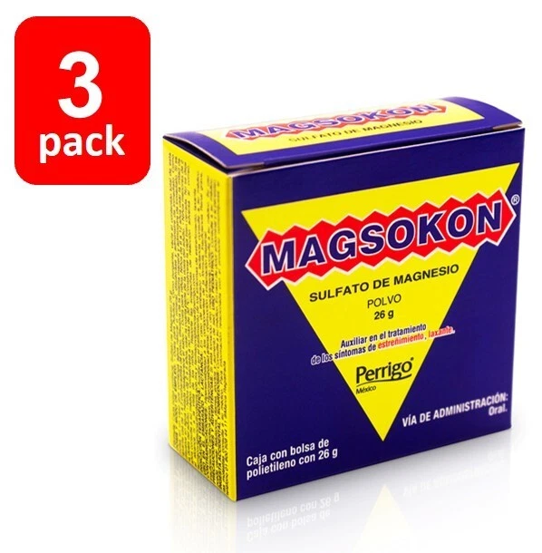 3 Magsokon Sulfato De MAGNESIO 26g Laxante Salino