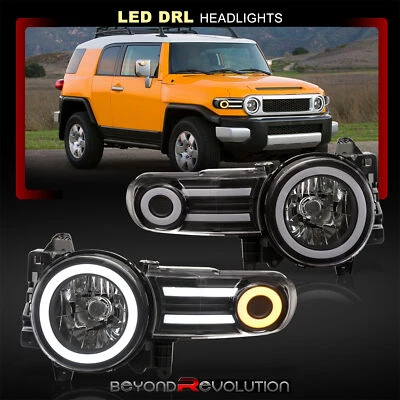 For 2007-2014 FJ Cruiser Halo LED DRL Black Head Lights Driving Assembly Lamps Foto 1 de 4
