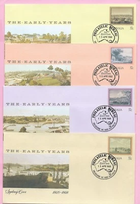 AUSTRALIA 1988 Set of 4 PSE's - FDC's  - THE EARLY YEARS  - Shs Melbourne - Image 1 of 2