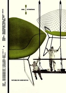 SEDIE METÀ SECOLO ANNI '50 EAMES KNOLL BERTOIA PUBBLICITÀ A3 POSTER RISTAMPATO - Foto 1 di 1