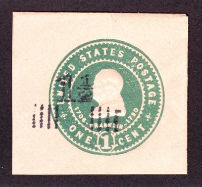 US U509b 1 1/2c Over 1c Envelope Cut Square Mint SCV $45 - Image 1 of 2