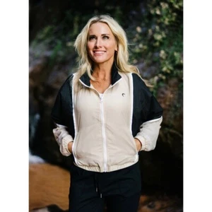 Neu mit Etikett Zyia Active schwarz hellbraun Blockreißverschluss Windbreaker Jacke Größe XL - Bild 1 von 7