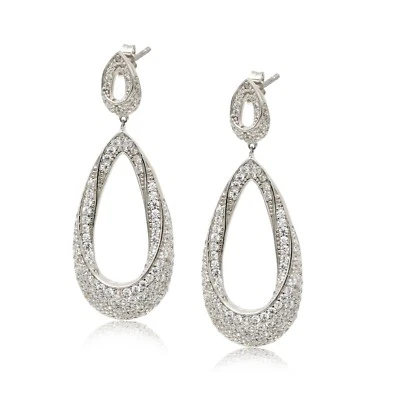 Pendientes colgantes de plata 925 micro pavé circonita cúbica forma de pera Foto 1 de 4