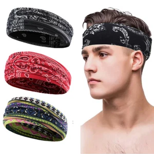 Women Wide Elastic Turban HeadWrap HeadBands Boho Sports Yoga Unisex Hair Band - Picture 1 of 18