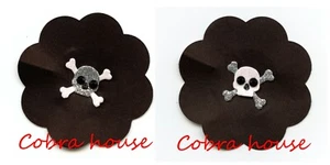 Pirate Skull Crossbones Pasties Nipple Cover with Black Rhinestones & Glitter - Picture 1 of 4