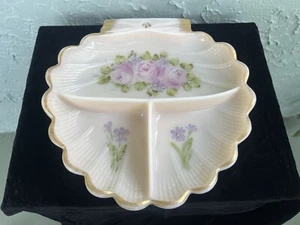 CAMBRIDGE Cristal Rosa Pintado a Mano Corona Toscana Seashell Plato Relish - Imagen 1 de 8