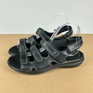 Ecco Babett Leather Three Strap Slingback Sandals Womens US 7/7.5 EU 38 Black - Picture 1 of 10