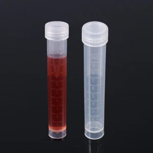 10*10ml Plastic Test Tubes With Lid Graduated Marks And Screw Cover NEW - Picture 1 of 11