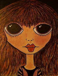 Beatnik Girl inspiriert Orig Design 7,75 x 10 Metall Kunstdruck  - Bild 1 von 1