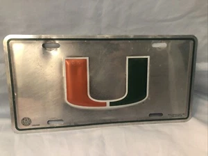 UNIVERSITY OF MIAMI Hurricanes "U" License Plate / Tag Man Cave Hoop-Dee - Picture 1 of 8