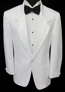 Men's White Tuxedo Jacket One Button with Satin Notch Lapels Prom Wedding Mason