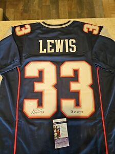Dion Lewis Signed Custom New England Patriots Jersey (JSA)  With Inscription