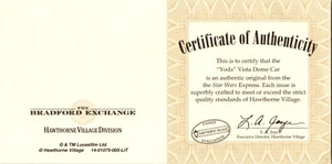 Yoda Vista Dome Car Bradford Exchange COA Cert of Authenticity CARD ONLY - Bild 1 von 2