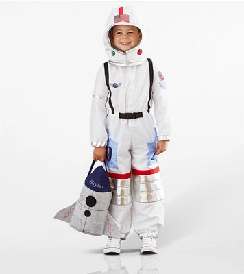 NOVO Fantasia de Halloween Astronauta Infantil Pottery Barn Branca com Capacete Tamanho 3T - Imagem 1 de 4