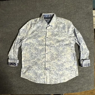 Camisa Robert Graham Calce Clásico 3XL Corte Círculo Estampado Vectorial Puño Abatible Para Hombres Foto 1 de 4