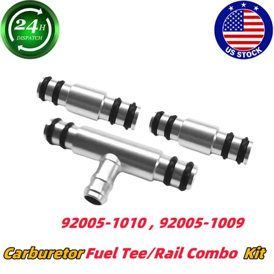 For 1977-83 Kawasaki Carburetor Fuel Tee / Rail Combo Kit KZ1000 KZ650 CSR US - Image 1 of 4