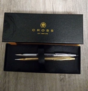 Cross 1/20 12K Gold Filled Pencil and Chrome Pen Vintage With Box  - Picture 1 of 3