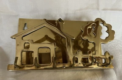 Vintage Solid Brass Wall Letter Holder & 6 Key Holders - Image 1 of 4