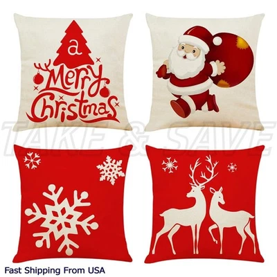 4 PIEZAS Fundas de Almohada de Navidad Decoraciones de Navidad para Dormitorio 18 x18 Foto 1 de 4