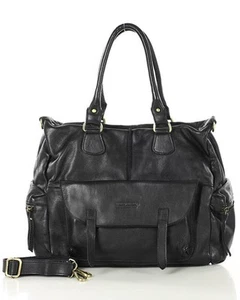Italian leather shoulder bag handmade in Italy, soft vintage tote purse Black - Picture 1 of 11
