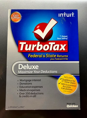 2011 TURBO TAX DELUXE CD HARD CASE AND SLEEVE WINDOWS & MAC - Image 1 of 4