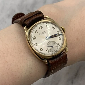 Oro 9ct J.W. Reloj pulsera suizo Benson vintage 1949 - Imagen 1 de 23